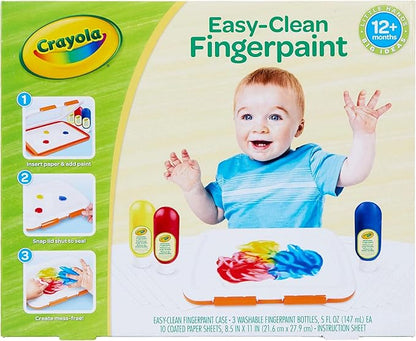 Crayola Mess Free Finger Painting Station – Washable Finger Paint for Toddlers, Spring Arts & Crafts Set, Sensory Activity, Travel Toy, Ages 1+