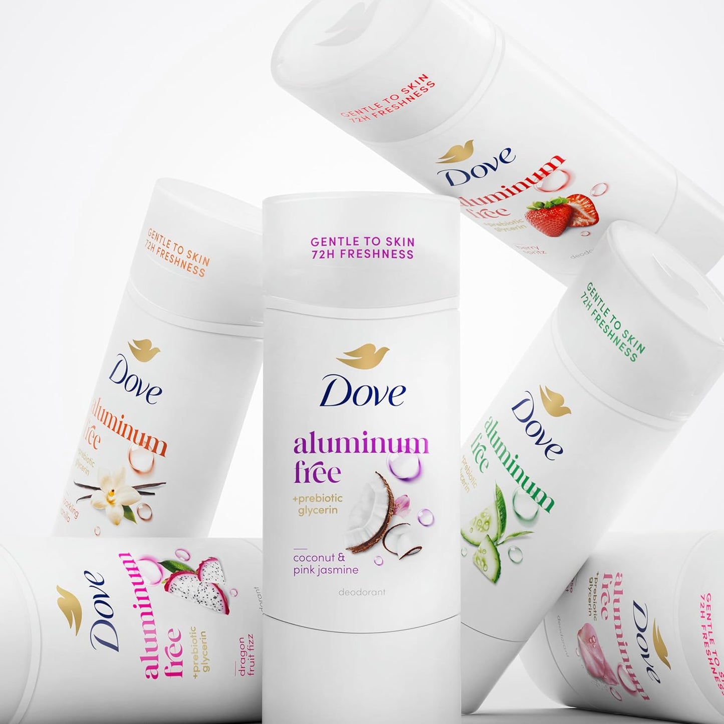 Dove Deodorant Stick for Women, Aluminum Free, 72H Odor Protection, Coconut & Pink Jasmine, 2.4 Oz