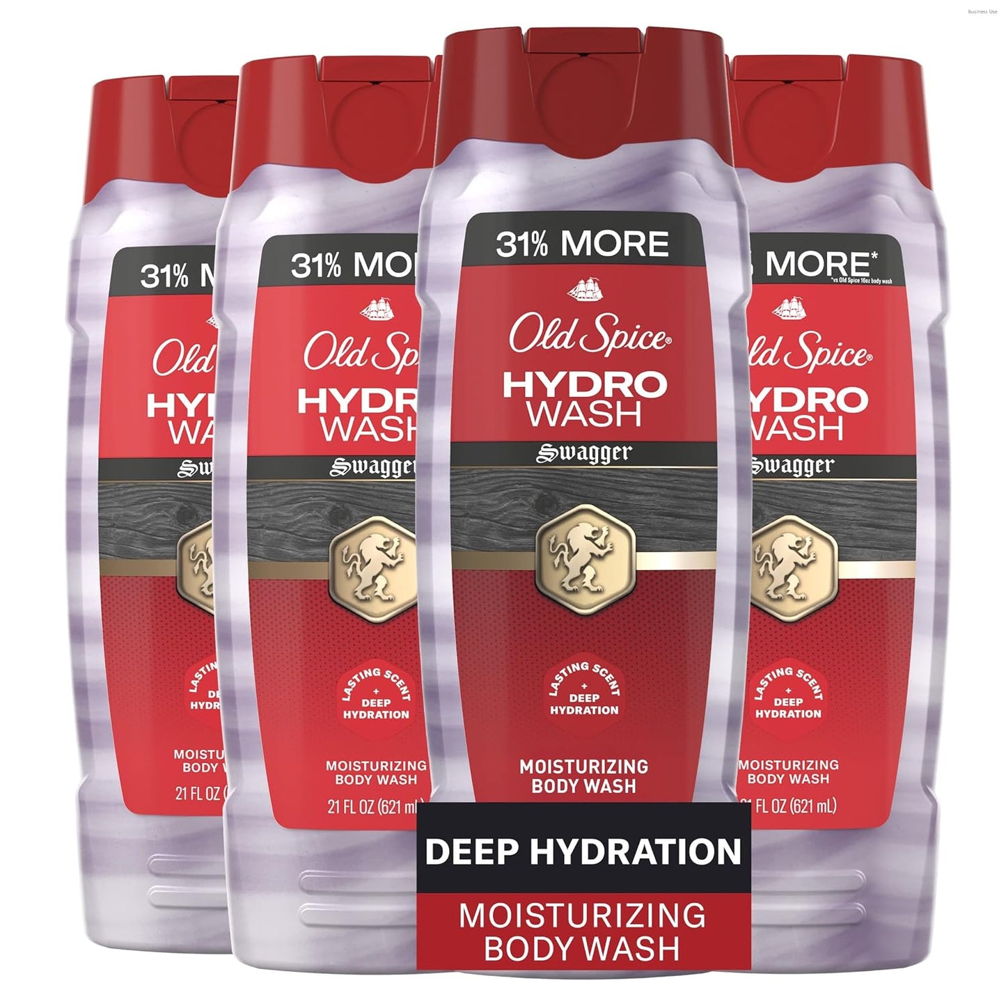 Old Spice Moisturizing Body Wash for Men, Hydro Wash, 2-in-1 Long Lasting Scent & Deep Hydration, 24/7 Shower Fresh, Swagger Scent, 21 oz (Pack of 4)