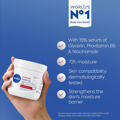 NIVEA Intense Healing Body Cream for Dry Skin with Glycerin, 13.5 Oz, 13.5 Ounce (Pack of 12)