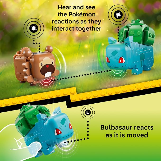 LEGO Pokémon SMART Play: Berry Bash with Bulbasaur and Bidoof 72155 | Compatible Set, Building Toys, Boys & Girls, Ages 7+, Interactive Pokémon Toys, 2 SMART Tags, 240 pieces, Gift Idea