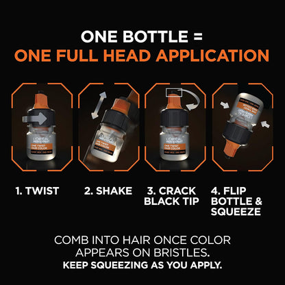 L’Oreal Paris Men Expert One Twist Mess Free Permanent Hair Color, Mens Hair Dye to Cover Grays, Easy Mix Ammonia Free Application, Deepest Black 00, 1 Application Kit