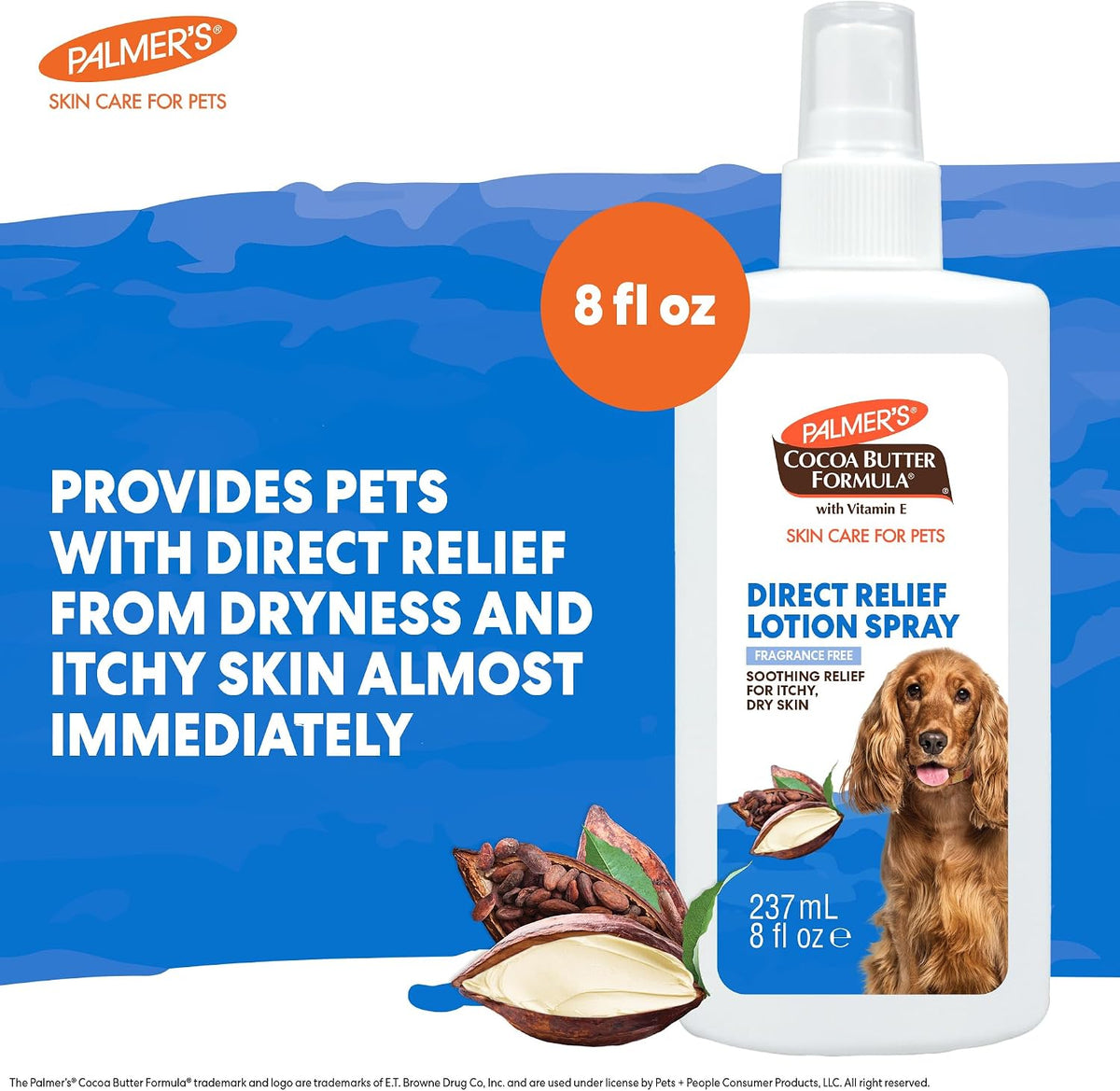Palmers for Pets Cocoa Butter Dry Skin Relief Spray for Dogs, 8 Fl Oz
