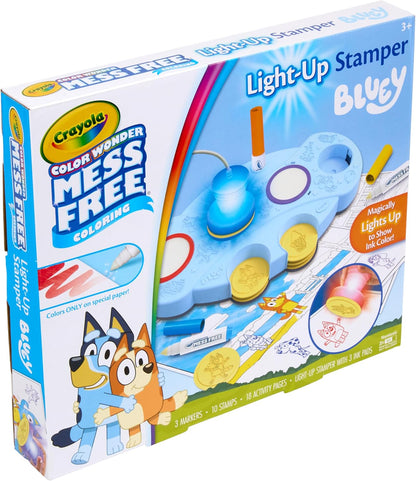 Crayola Magic Light Up Bluey Stamper Art Set, Toddler Mess Free Coloring & Stamping Kit, Bluey Toys, Gifts for Ages 3, 4, 5