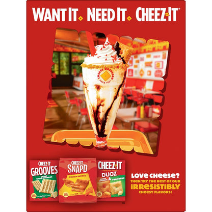 Cheez-It Cheese Crackers, Baked Snack Crackers, Lunch Snacks, Family Size, Reduced Fat Original, 19oz Box (1 Box)