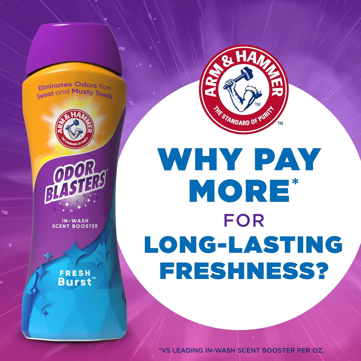 ARM & HAMMER Odor Blasters Laundry Scent Booster, Fresh Burst Scent, 24 Oz