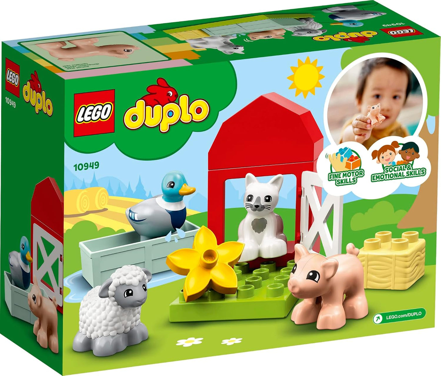 LEGO DUPLO Town Farm Animal Care 10949 Toy for Toddlers, Girls and Boys 2 Plus Years Old with Duck, Pig, Sheep & Cat Figures, Early Development Toys