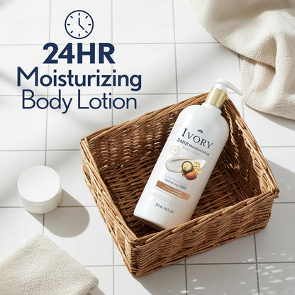 Ivory Hand & Body Lotion, 24hr Moisturizing, Repairs Extra Dry Skin, All Day Hydration, Lightweight Formula, Absorbs Instantly, Perfect for Daily Use, Shea Butter Blend, Oatmilk Scent, 18 fl oz