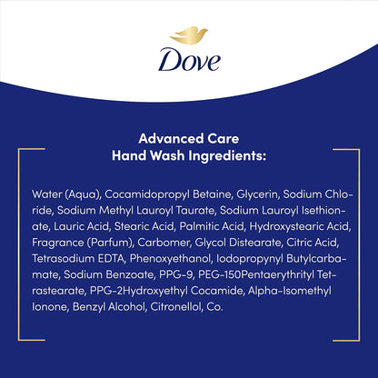 Dove Advanced Care Hand Wash Refill Deep Moisture – Value Size, Pack of 3 (34 oz Refill Bottles) | Moisturizing Liquid Hand Soap for Dry Skin
