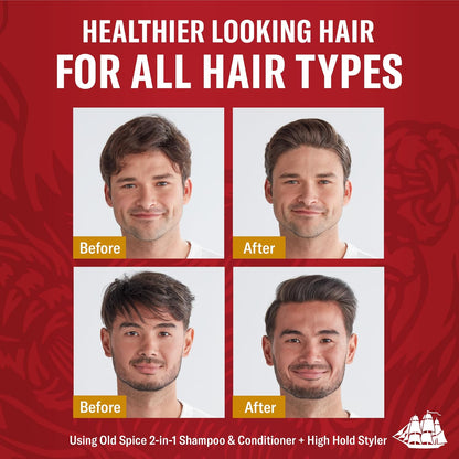 Old Spice Mens 2-in-1 Shampoo and Conditioner Set, Bearglove, For All Hair Types, Healthier, Fuller, More Moisturized Looking Hair, 13.5 fl oz Each (Pack of 6)