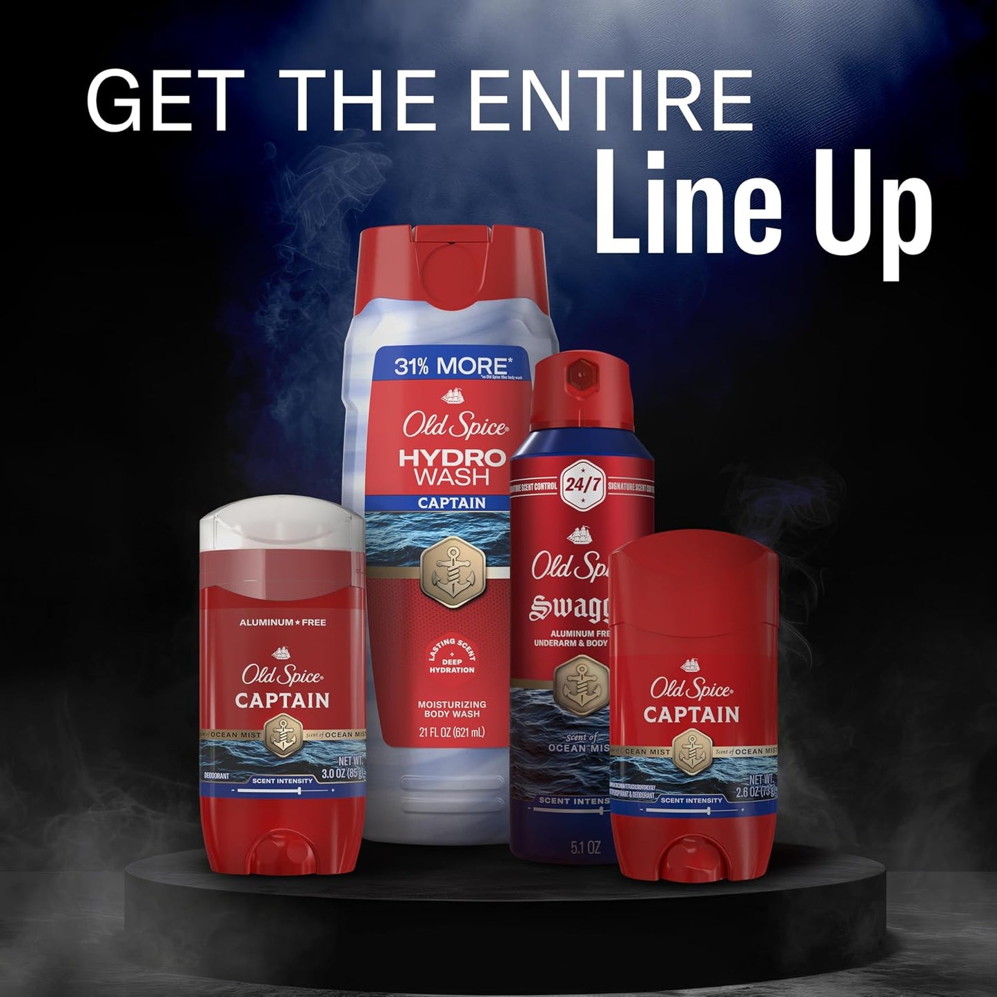 Old Spice Moisturizing Body Wash for Men, Hydro Wash, 2-in-1 Long Lasting Scent & Deep Hydration, 24/7 Shower Fresh, Captain Scent with Ocean Mist & Bergamot, 21 oz (Pack of 4)
