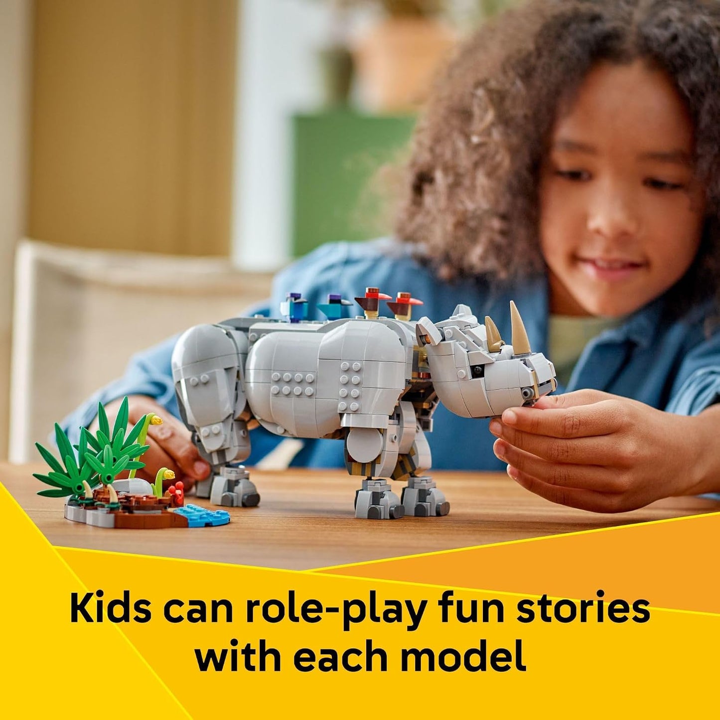 LEGO Creator 3 in 1 Wild Animals: Majestic Rhino with Birds Building Toys for Kids - Safari Pretend Play Toys for Girls & Boys, Ages 9+ - Gift for Birthdays - 31171