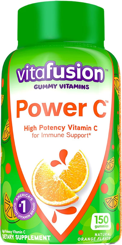 Vitafusion Omega-3 Berry Lemonade Heart Health Gummies 120 Count and Orange Flavored Vitamin C Gummies for Immune Support 150 Count