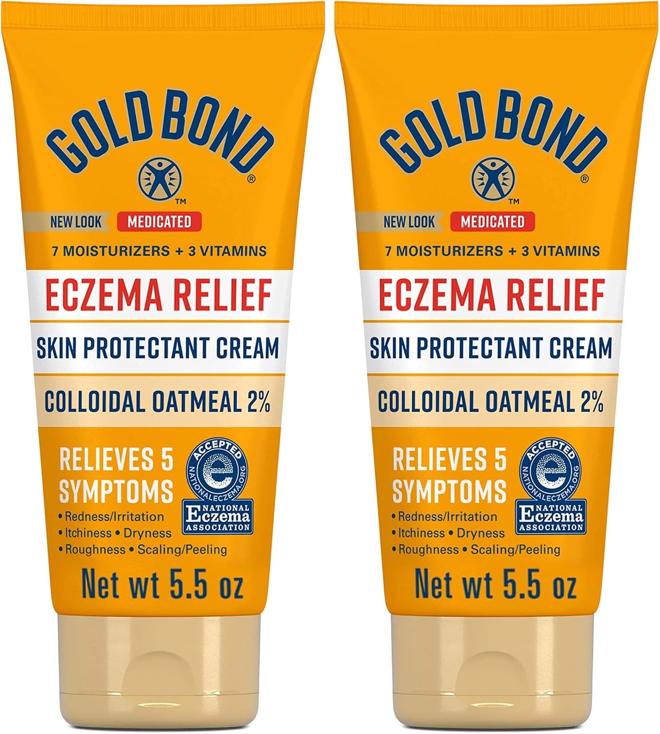 Gold Bond Medicated Eczema Relief Skin Protectant Cream, 5.5 oz., with 2% Colloidal Oatmeal (Pack of 2)
