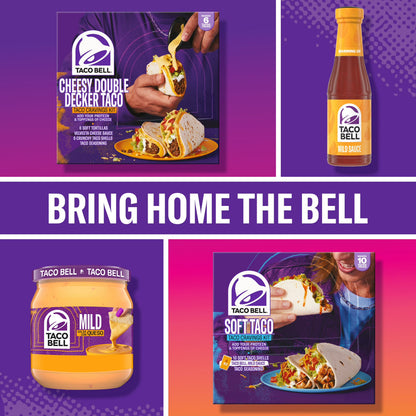 (3 pack) Taco Bell Soft Taco Cravings Kit with 10 Soft Tortillas, Taco Bell Mild Sauce & Seasoning, 14.8 oz Box