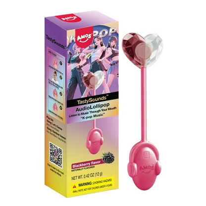 Amos Tastysounds Music Lollipops, K-pop Music Sucker Natural Flavor No Sugar Lollipops