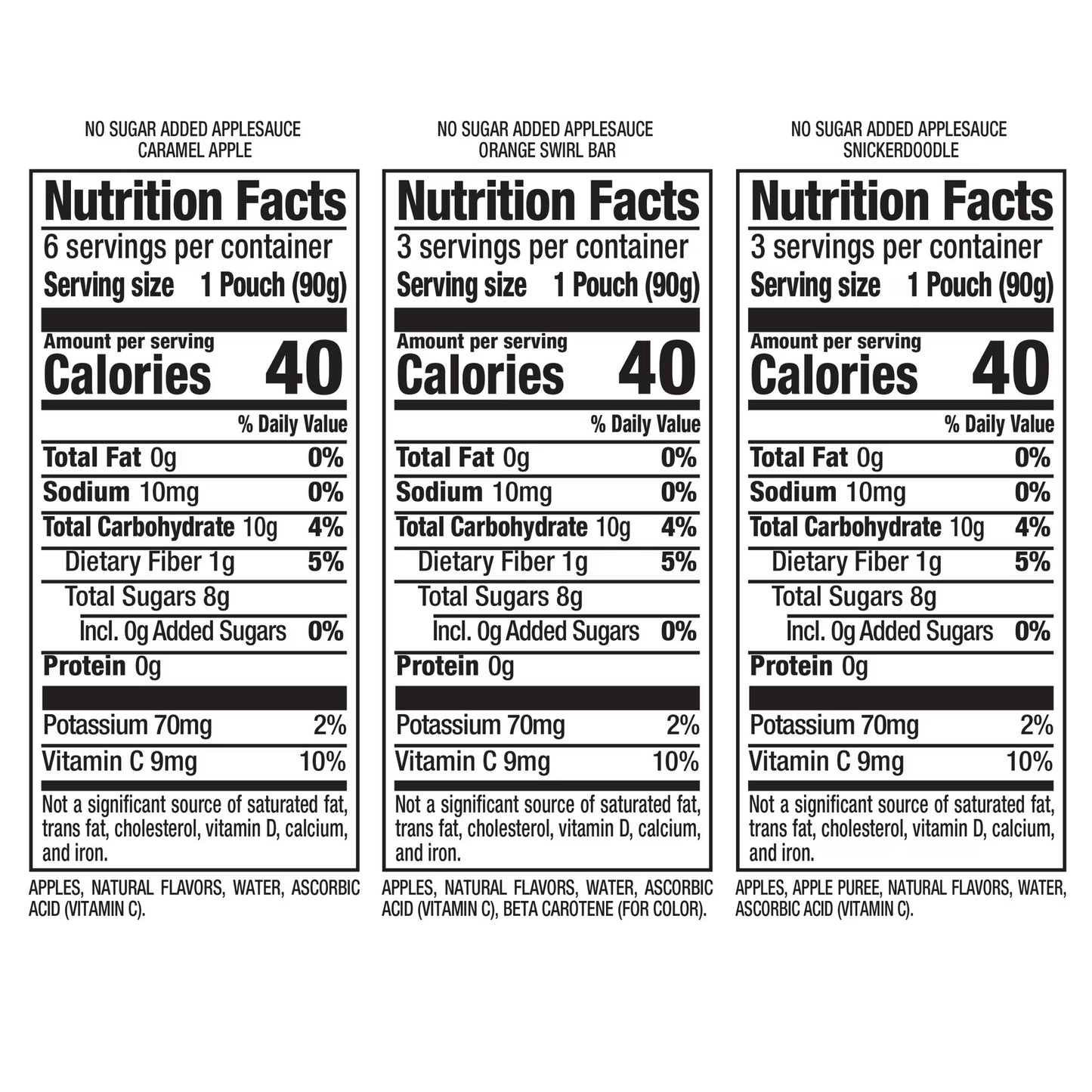 Mott’s No Sugar Added Dessert Dreamland Applesauce Variety Pack, 3.2 oz, 12 Count Clear Pouches
