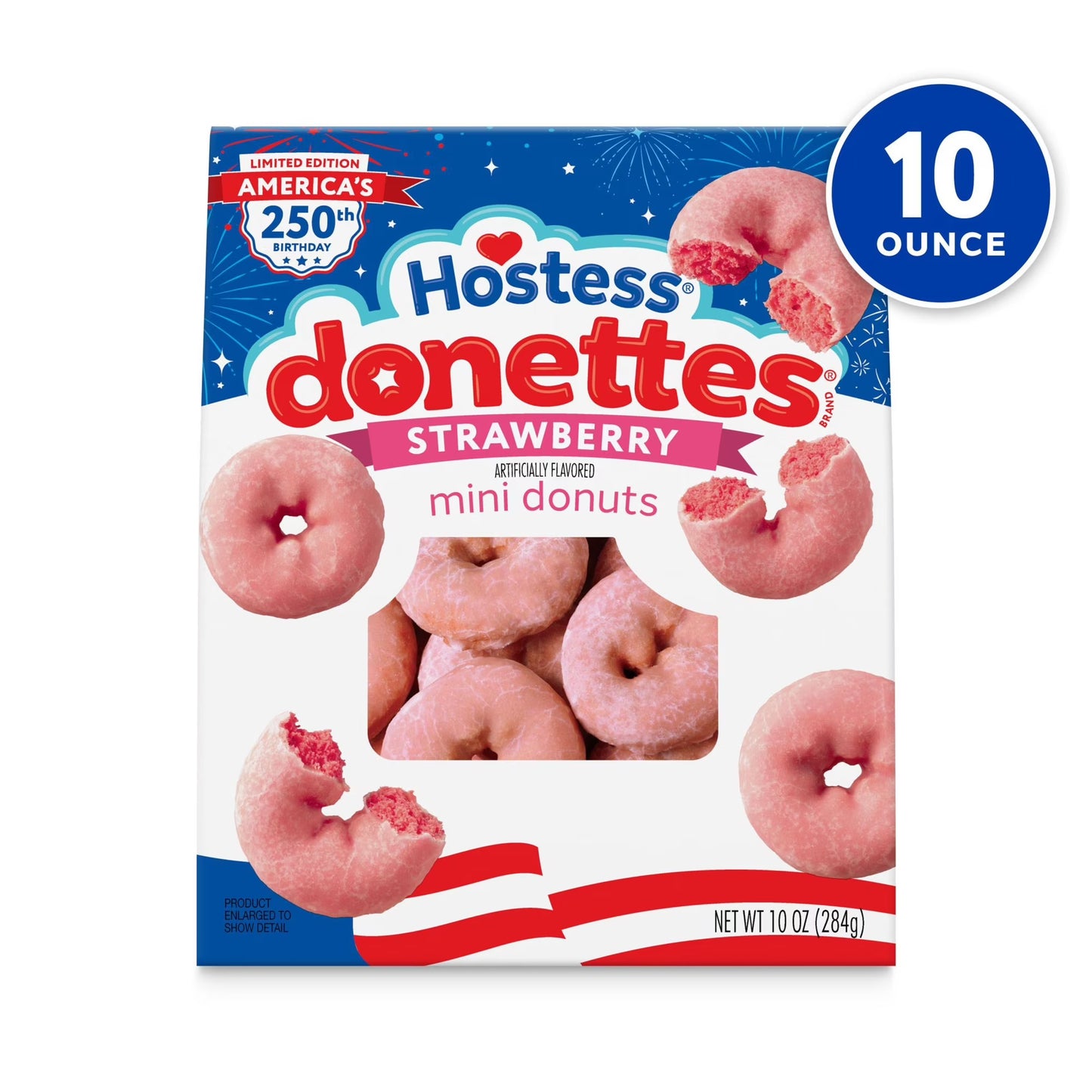 Hostess Donettes, Strawberry Artificially Flavored Mini Donuts, 10 oz Bag