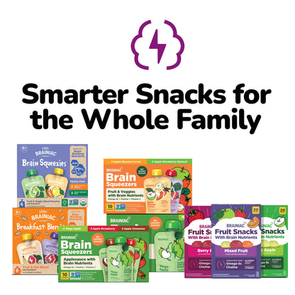 Brainiac Brain Squeezers 16ct APL, CIN Variety Pack Applesauce
