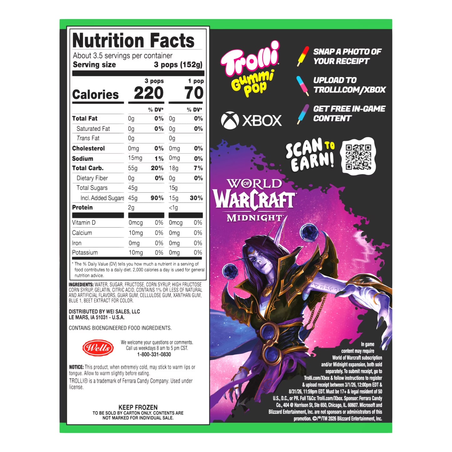 Trolli Frozen Gummi Pops Sour Gummy Candy Frozen Snacks, Very Berry, 10 count