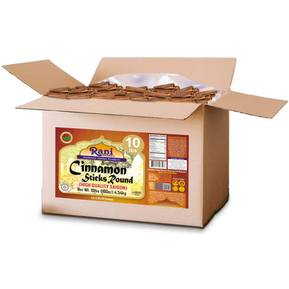 Rani Cinnamon Sticks 160oz (10lbs) 4.54kg Bulk Box - 875-1000 Sticks - Strong Aroma, Perfect for Baking, Cooking & Beverages | 3+ Inches Length - Cassia Saigon Cinnamon from Vietnam | Kosher
