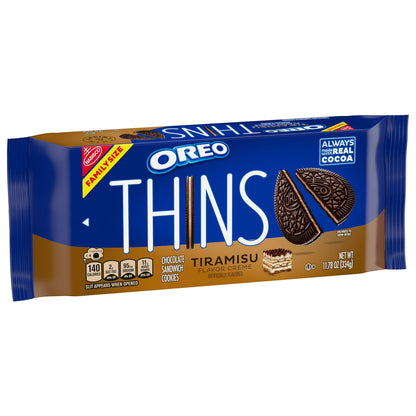 OREO Thins Tiramisu Creme Chocolate Sandwich Cookies, Family Size, 11.78 oz