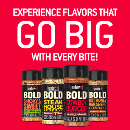 Weber BOLD Cowboy Burger, Onion and Jalapeno Burger Seasoning Blend, 5.75 oz Bottle