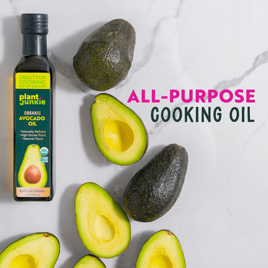Plant Junkie Organic Avocado Oil, 8.5 fl oz (250 ml), Glass Bottle - 3 Pack