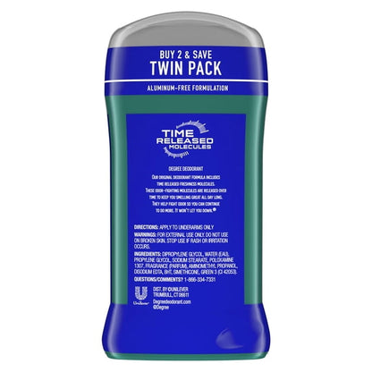 Degree Long Lasting Men's Deodorant Stick Twin Pack, Arctic Edge, 3 oz