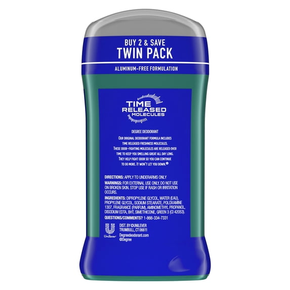 (2 pack) Degree Long Lasting Men's Deodorant Stick Twin Pack, Arctic Edge, 3 oz
