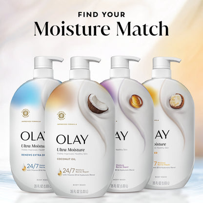 Olay Ultra Moisture Body Wash with Coconut Oil, Vitamin B3 and Hyaluronic Blend, 35 fl oz