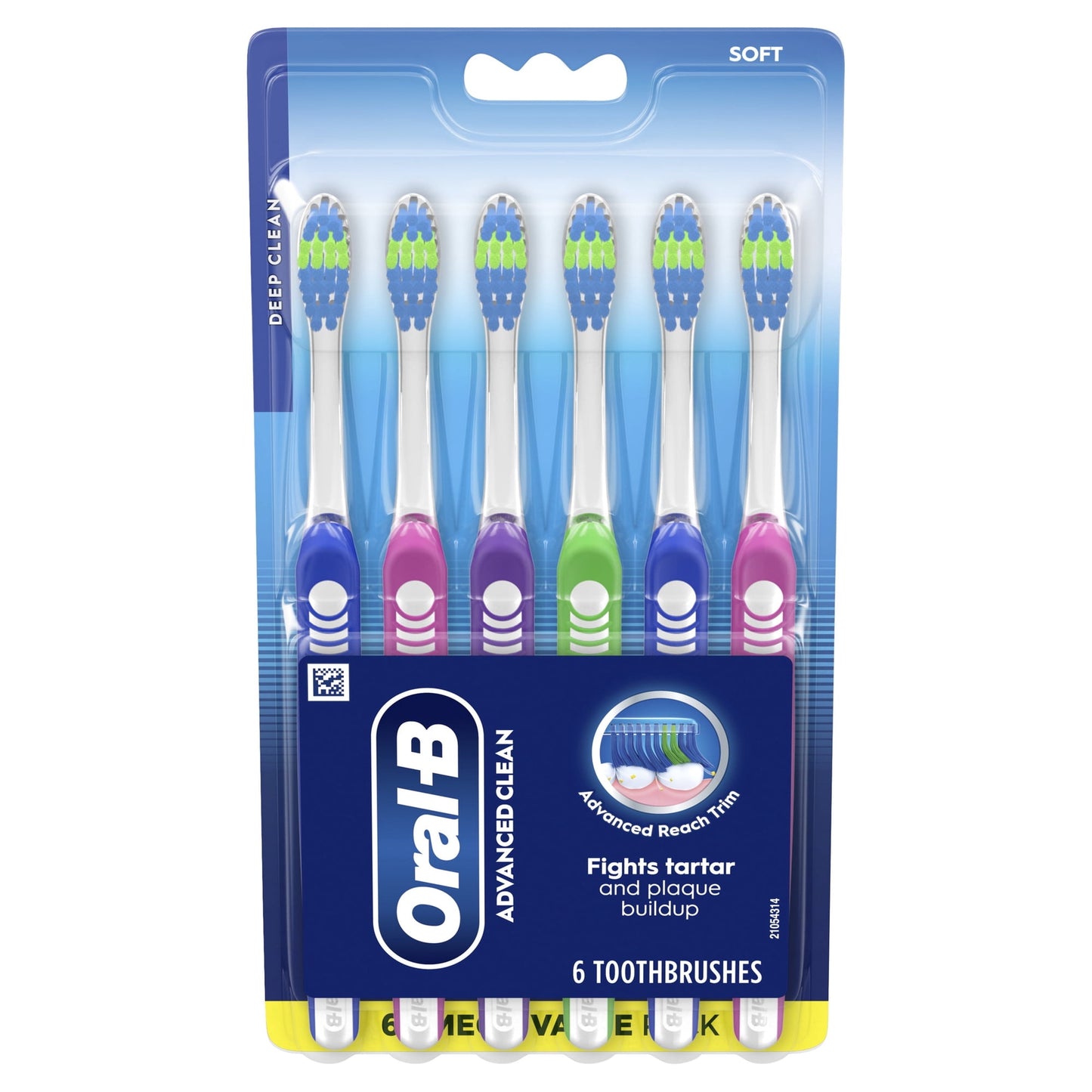 Oral-B Toothbrush, Toothbrush Pack, Advanced Clean Toothbrush, Color-Changing Bristles, Soft, 6 Count