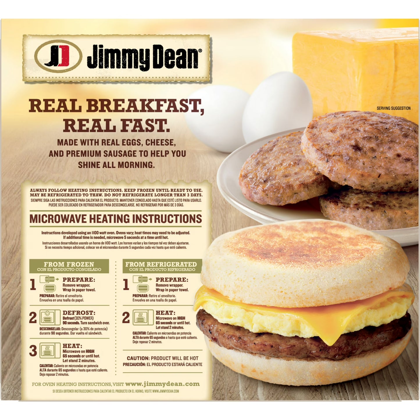 Jimmy Dean Frozen Breakfast Sandwich, Sausage Egg & Cheese English Muffin, 8 Count