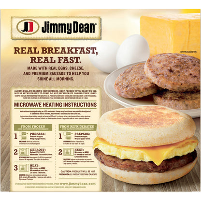 Jimmy Dean Frozen Breakfast Sandwich, Sausage Egg & Cheese English Muffin, 8 Count
