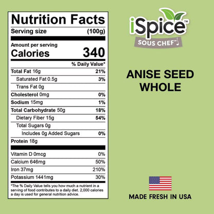 iSpice | Anise Seed Whole | 5.1 oz | Gourmet Spice | Kosher | Perfect for Baking Cooking