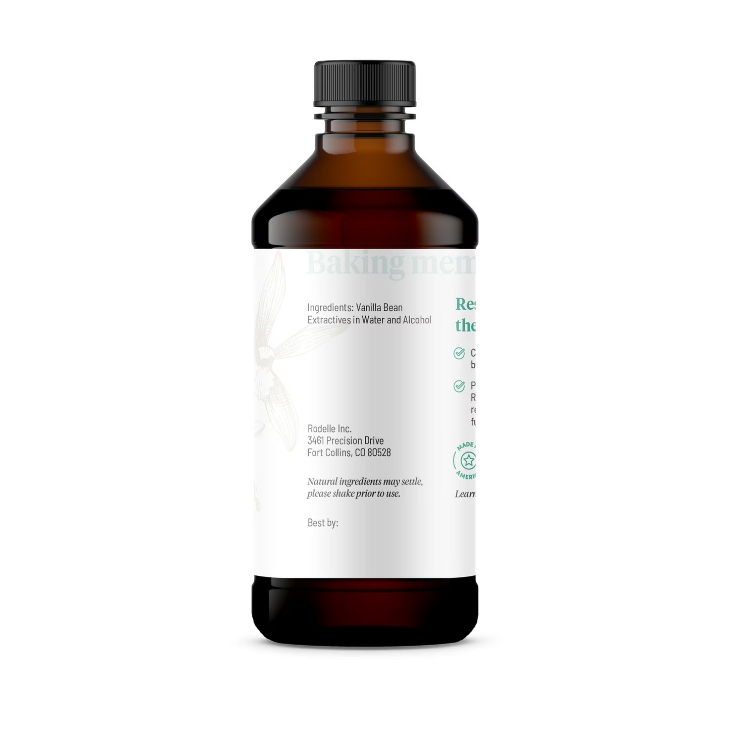 Rodelle Pure Vanilla Extract, 8 fl oz, Baking Extracts