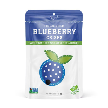 Nature’s Turn Freeze-Dried Blueberry Crisps, No Added Sugar, Healthy Natural Fruit Crisp Snack for School Lunches, 2 Pack (1.2 oz Each)