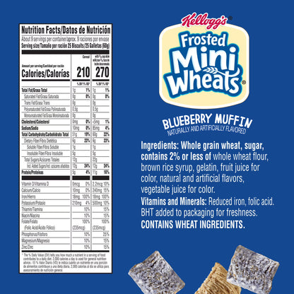 Kellogg's Frosted Mini-Wheats Blueberry Muffin Breakfast Cereal, 48g Whole Grain, Family Size, 20 oz