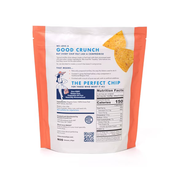 Ancient Crunch Masa Chips Tortilla Traditional Gluten Free Seed Oil-Free Crunchy 2-Pack 5 oz