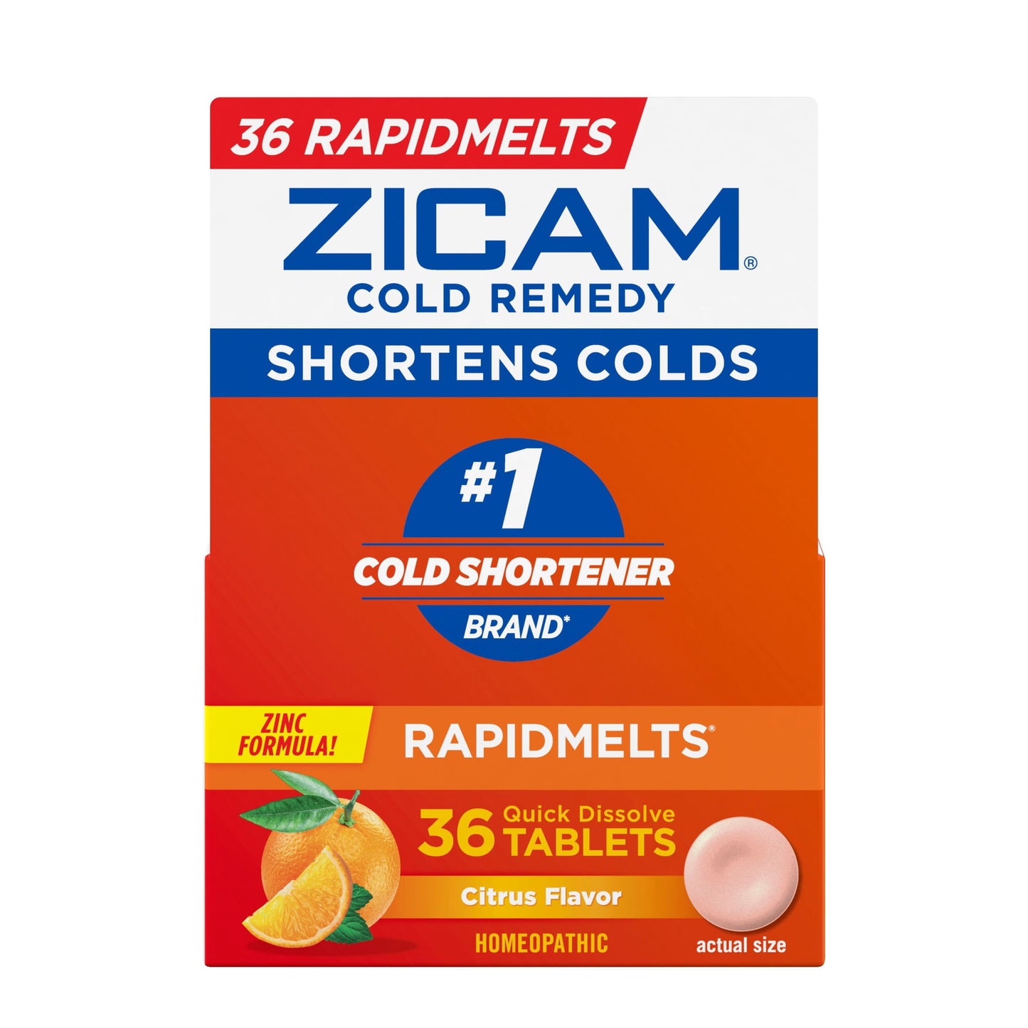 Zicam Cold Remedy Rapidmelts, Citrus Flavor, 36ct