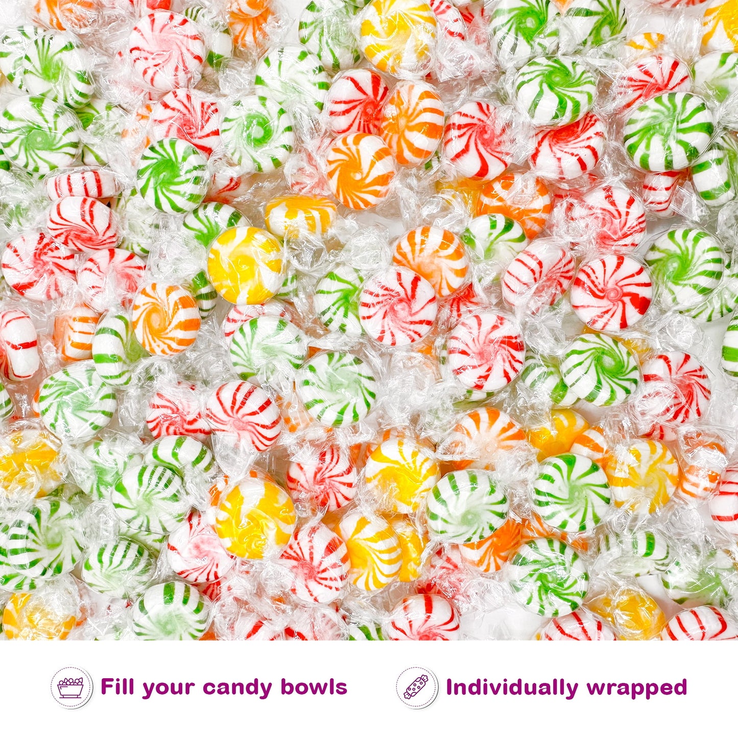 Assorted Fruit Pinwheel Starlight Hard Candy - 1 Pound (Approximately 75 pieces) - Fruit Flavored Starlight Individually Wrapped, Christmas Candy