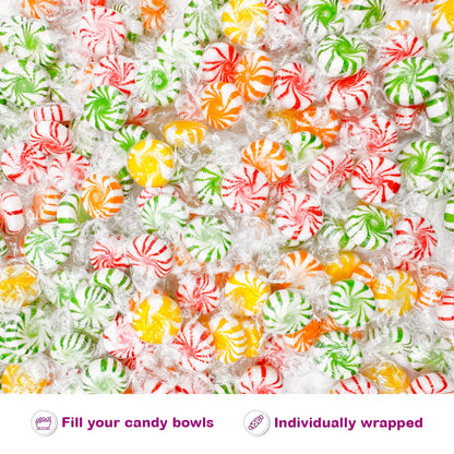 Assorted Fruit Pinwheel Starlight Hard Candy - 1 Pound (Approximately 75 pieces) - Fruit Flavored Starlight Individually Wrapped, Christmas Candy