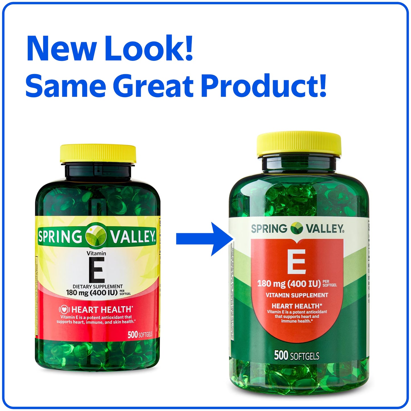 Spring Valley Vitamin E 180 mg Softgels for Heart Health, 500 Count