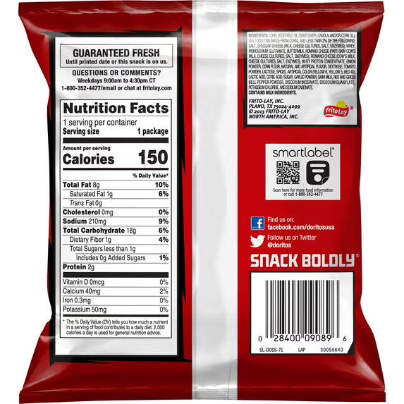 Doritos Tortilla Chips, Nacho Cheese, 1 oz Bag
