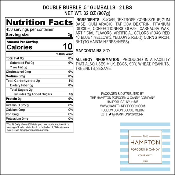 Gumballs for Gumball Machine, 0.5 Inch Mini Gumballs, Approx. 560 Pieces, 2lb Bulk Bag, Dubble Bubble Assorted Fruit Flavored Bubble Gum, Gumball Machine Refills