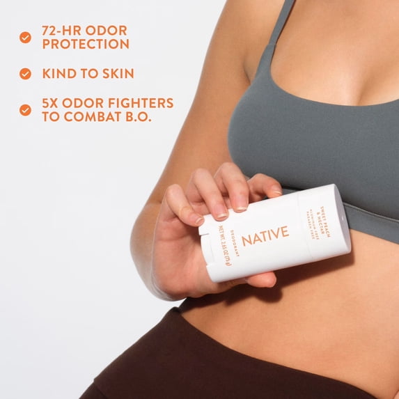 Native Deodorant for Women, Aluminum Free, Solid Deodorant Stick, Sweet Peach & Nectar, 2.65 oz