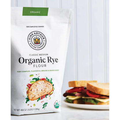 King Arthur Baking Company USDA Organic, Non-GMO Project Verified Classic Medium Rye Flour, 3 lb Bag
