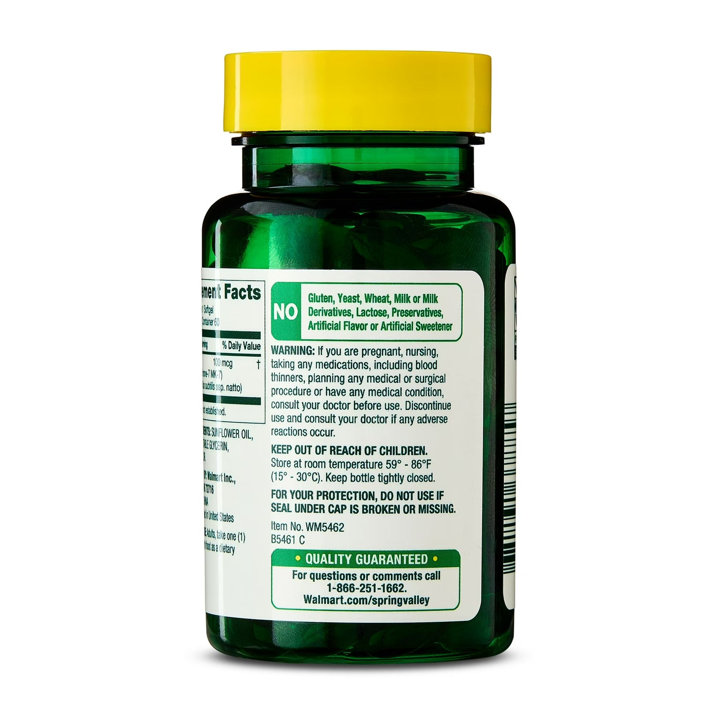Spring Valley Vitamin K2 100mcg Soft Gel Capsules for Bone Health, 60 Count