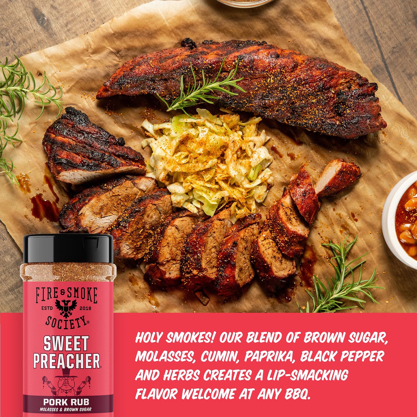 Fire & Smoke Society Sweet Preacher BBQ Seasoning Pork Rub, 11.9 Ounce Mixed Spices & Seasonings