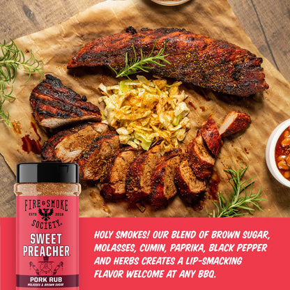 Fire & Smoke Society Sweet Preacher BBQ Seasoning Pork Rub, 11.9 Ounce Mixed Spices & Seasonings